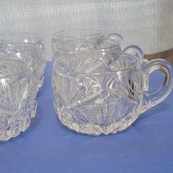 ❤VINTAGE AMERICAN BRILLIANT CUT CRYSTAL CUP SET 12 PIECES - Picture 6 of 7